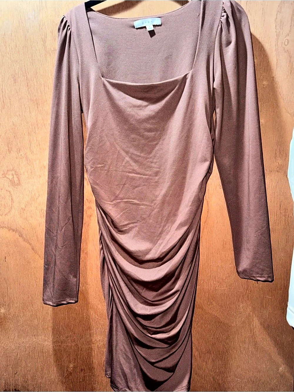 ELLE Brown Ruched Midi Dress